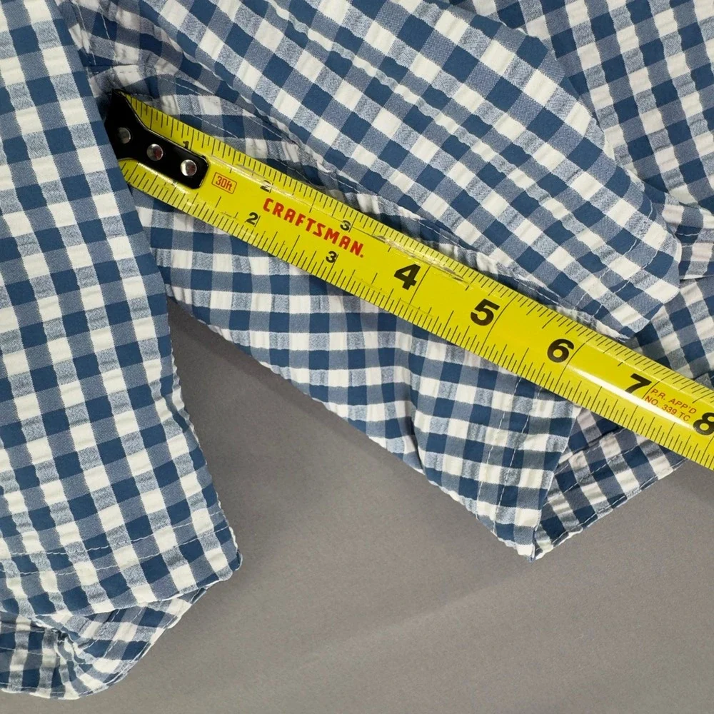 Bonobos Seersucker Surf Swim Trunks Mens L Large Blue Gingham Check 7